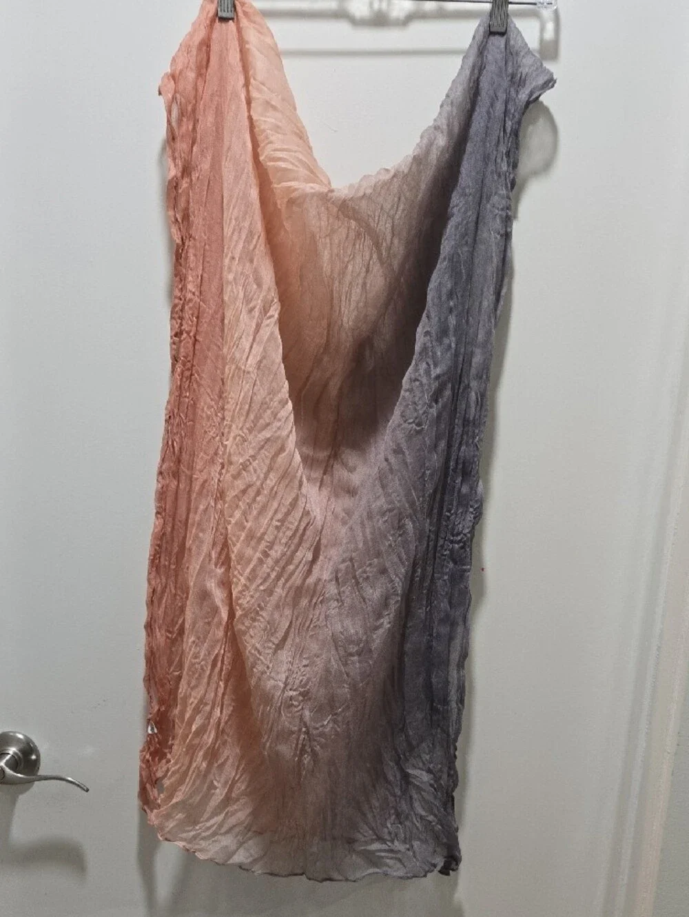 Lightweight Peach & Gray Crinkle Scarf